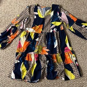 Summer colorful dress orange pink white blue tan yellow green peplum Midi length